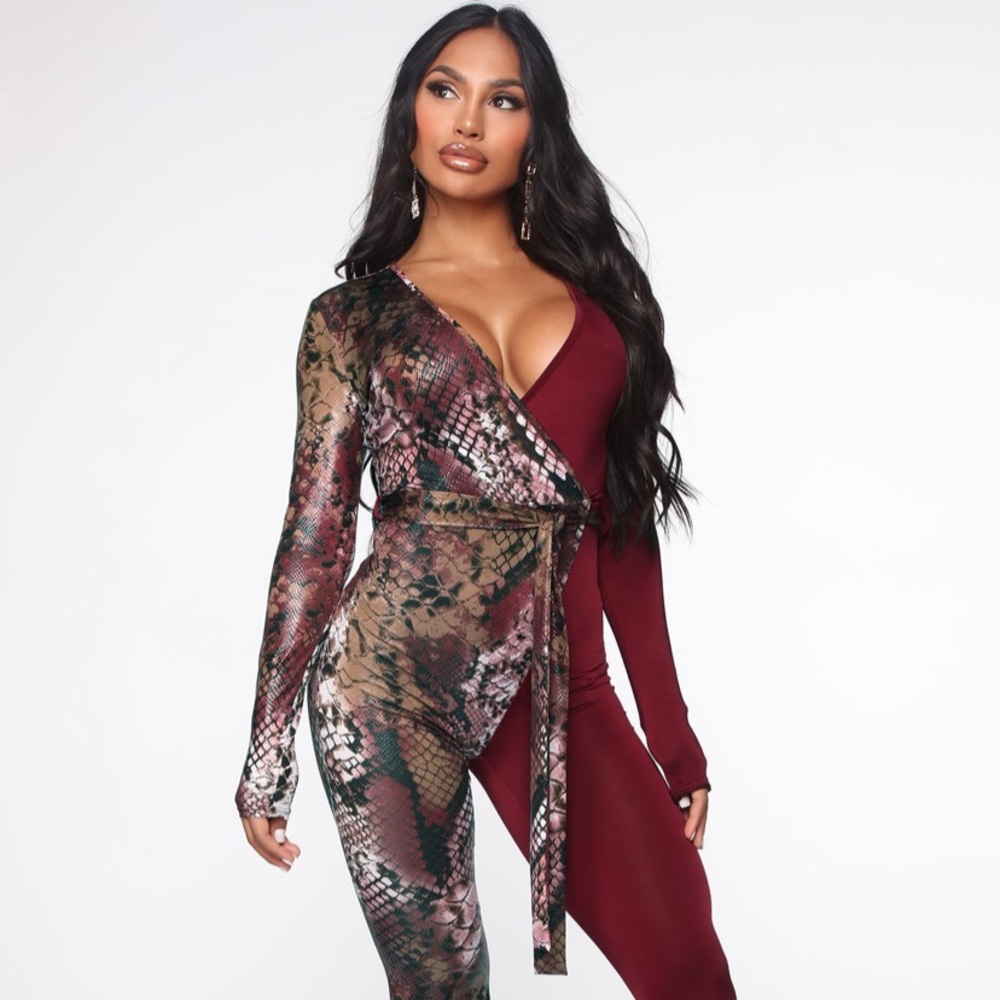 Double dose snakeskin jumpsuit